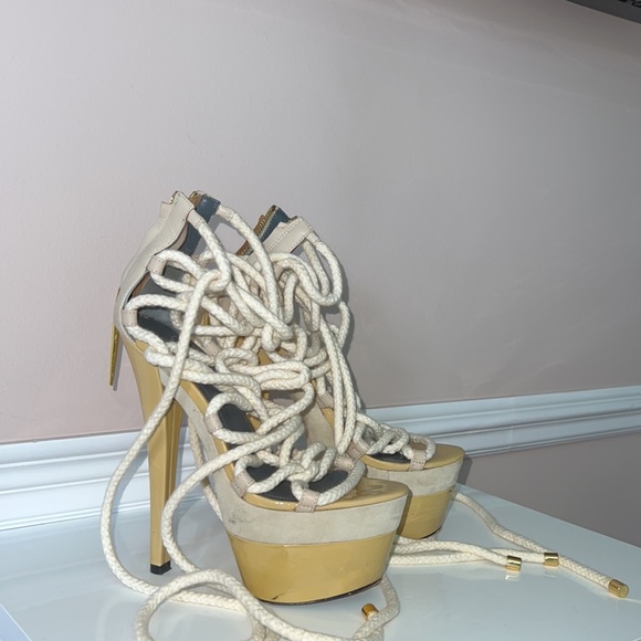 MONIKA CHIANG SAND & NATURAL ROPE SANDALS PUMPS - Picture 2 of 6